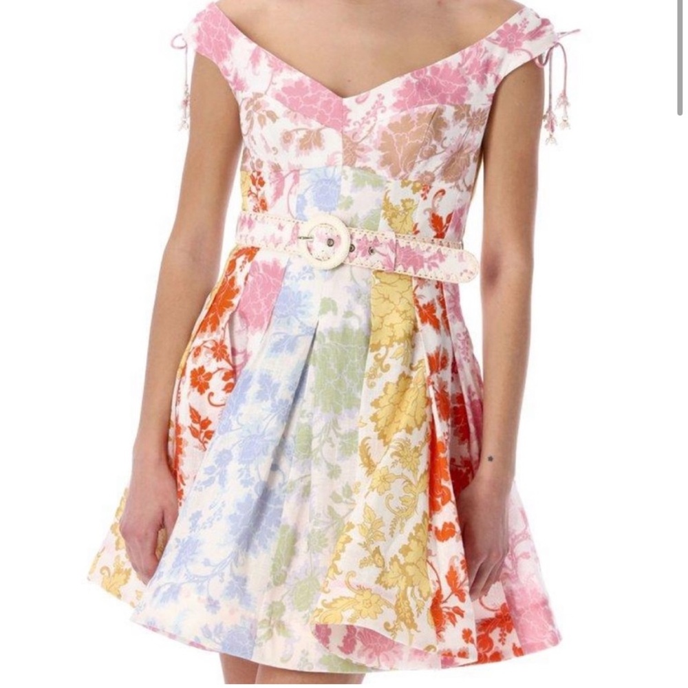 Zimmermann Postcard Spliced Mini Dress